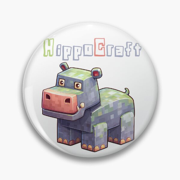 Item preview, HippopoCraft Minecraft Hippo - Cute Blocky Lego Style Art Print designed and sold by DesignArtist.ia.