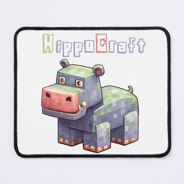 Item preview, HippopoCraft Minecraft Hippo - Cute Blocky Lego Style Art Print designed and sold by DesignArtist.ia.
