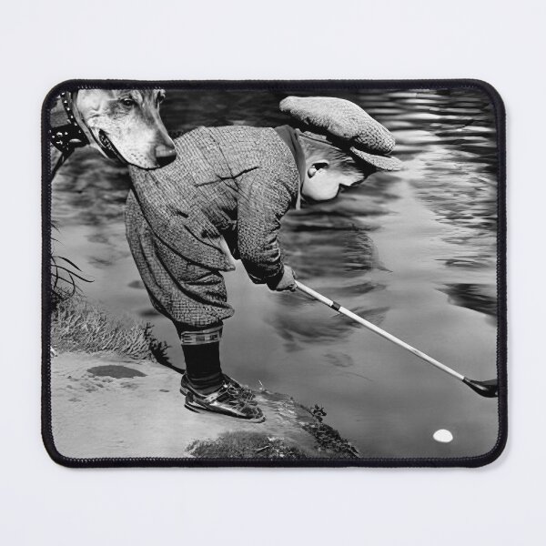 Item preview, Boy and Dog Playing Golf, Vintage Black and White Art designed and sold by vintagevivian.