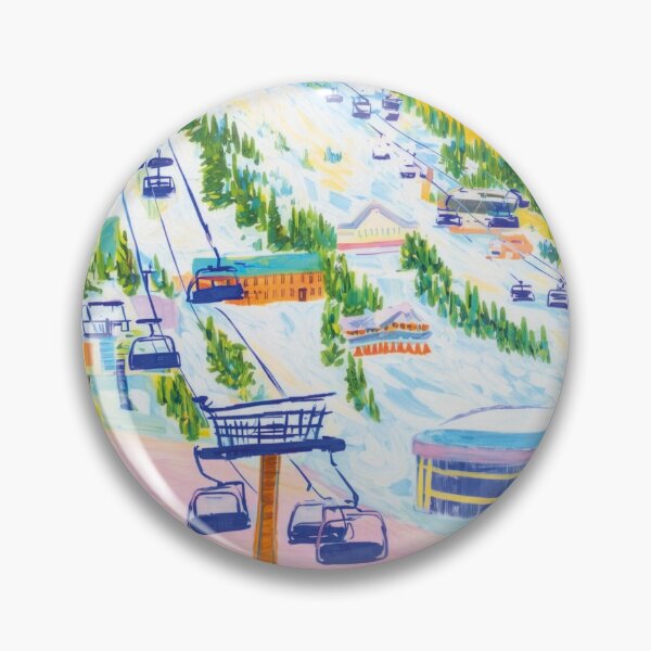 Item preview, Vibrant Ski Resort Art | Colourful Winter Mountain Illustration | Alpine Landscape designed and sold by FortuneAndFrame.