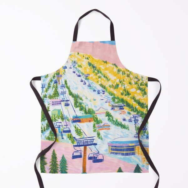 Item preview, Vibrant Ski Resort Art | Colourful Winter Mountain Illustration | Alpine Landscape designed and sold by FortuneAndFrame.