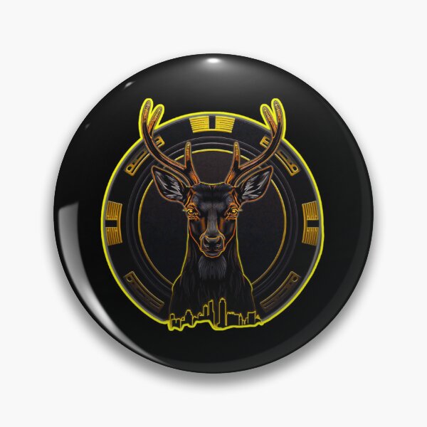 Item preview, Neon Stag Casino Emblem – Golden Midnight Leader designed and sold by GreennieArt.