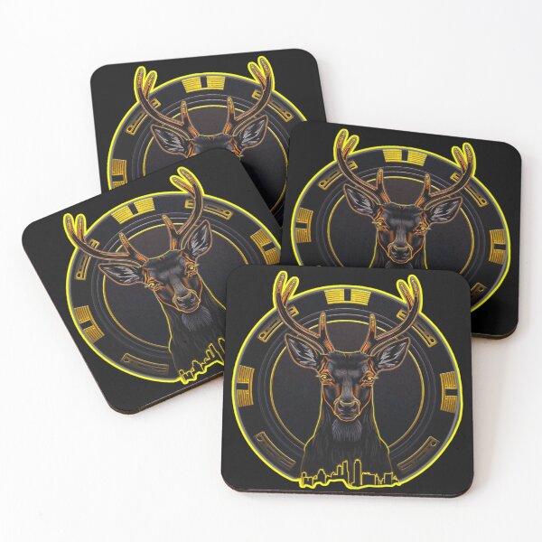 Item preview, Neon Stag Casino Emblem – Golden Midnight Leader designed and sold by GreennieArt.