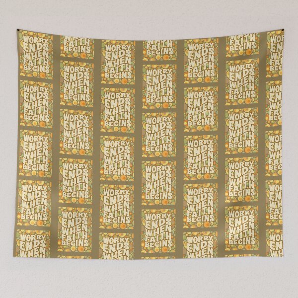 Item preview, Worry Ends When Faith Begins-vintage style designed and sold by joztees.
