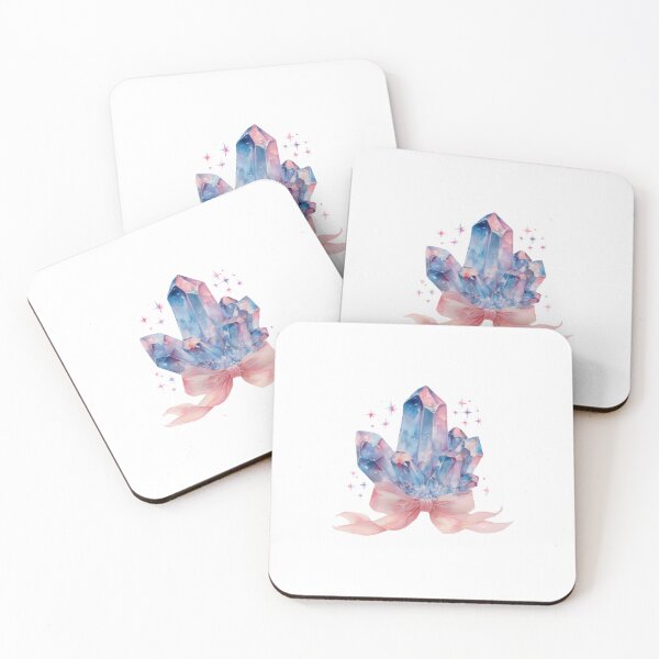 Item preview, Blue purple and pink Watercolor Crystals with pink bow designed and sold by MendaciousMina.