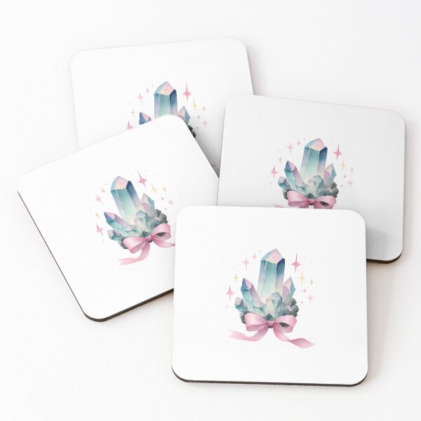 Item preview, Teal purple and pink Watercolor Crystals with pink bow designed and sold by MendaciousMina.