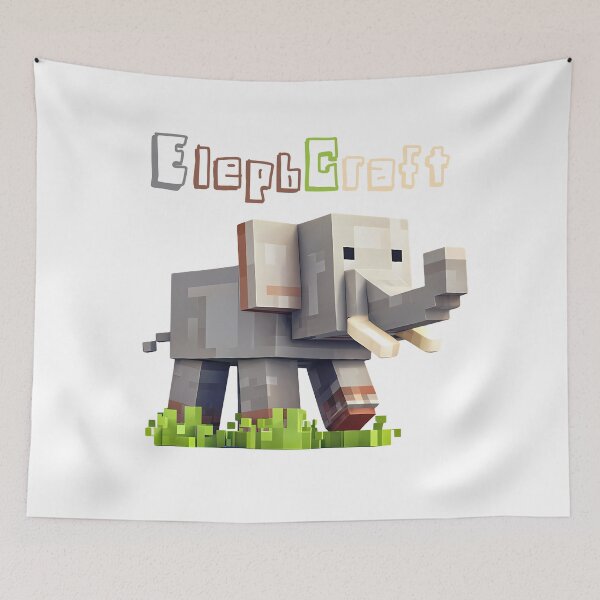 Item preview, ElephCraft Minecraft Elephant - Cute Blocky Lego Style Art Print designed and sold by DesignArtist.ia.