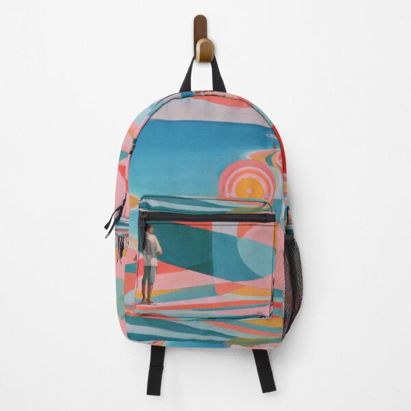 Item preview, Abstract Geometric Coastal Beach Landscape in Coral Pink and Teal Seamless Pattern designed and sold by dawnleblanc55.