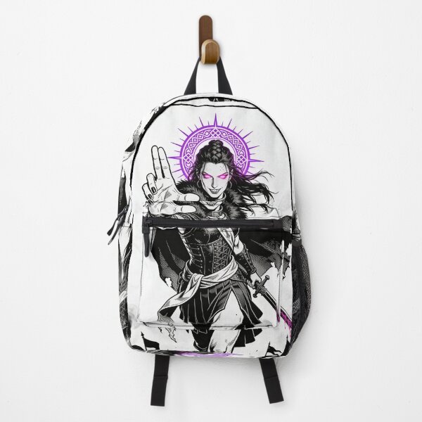 Item preview, warrior saint saint of sin celtic warrior queen boudica inspired gothic battle engraving hot pink eyes electric purple halo bloodlust designed and sold by DarkMedieval.