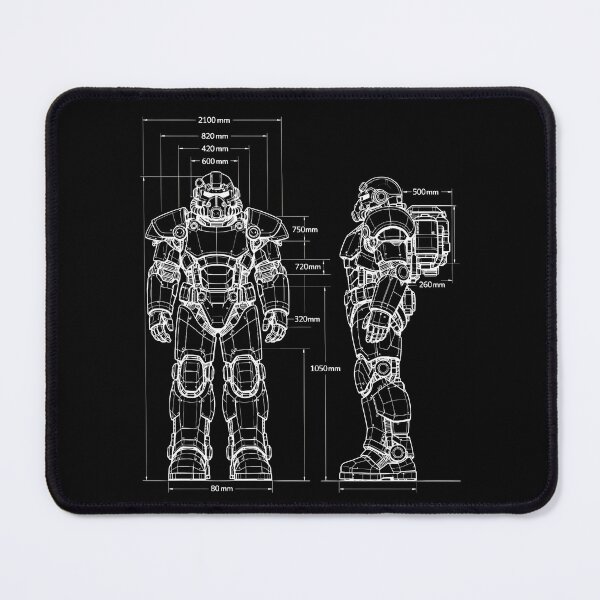 Item preview, Retro Futuristic Exoskeleton Blueprint Shirt – Steel Brotherhood Power Armor Schematic designed and sold by WAUZ.