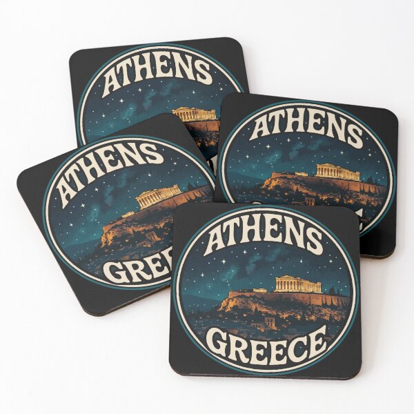 Item preview, Athens Greece Night Retro Travel designed and sold by TomFrontierArt.