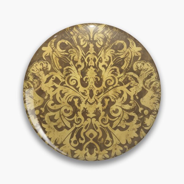 Item preview, Grunge Goth Damask in Golden Yellow and Brown designed and sold by SamJanner.