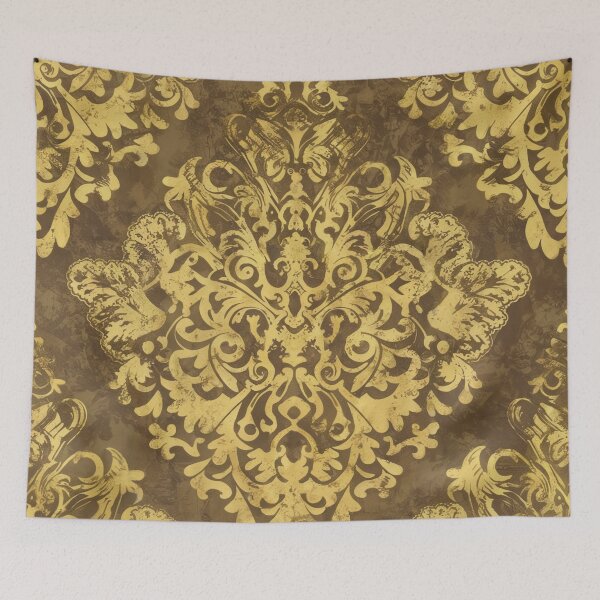 Item preview, Grunge Goth Damask in Golden Yellow and Brown designed and sold by SamJanner.