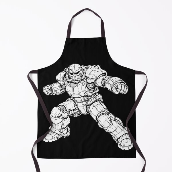 Item preview, Dynamic Retro Futuristic Exoskeleton Combat Blueprint Shirt – Steel Brotherhood Power Armor Action Pose designed and sold by WAUZ.