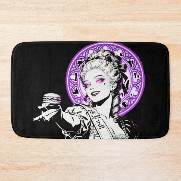 Item preview, gothic saint saint of sin rococo queen greed deception sweet poison neon halo hot pink eyes electric purple halo engraving designed and sold by DarkMedieval.