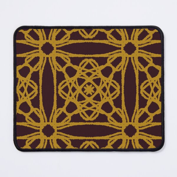 Item preview, Gold Ikat Lattice Geometric Pattern on Burgundy designed and sold by Tinaartth .