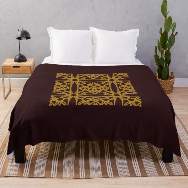 Item preview, Gold Ikat Lattice Geometric Pattern on Burgundy designed and sold by Tinaartth .