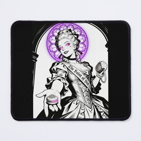 Item preview, gothic saint saint of sin rococo queen greed deception sweet poison neon halo hot pink eyes electric purple halo engraving designed and sold by DarkMedieval.