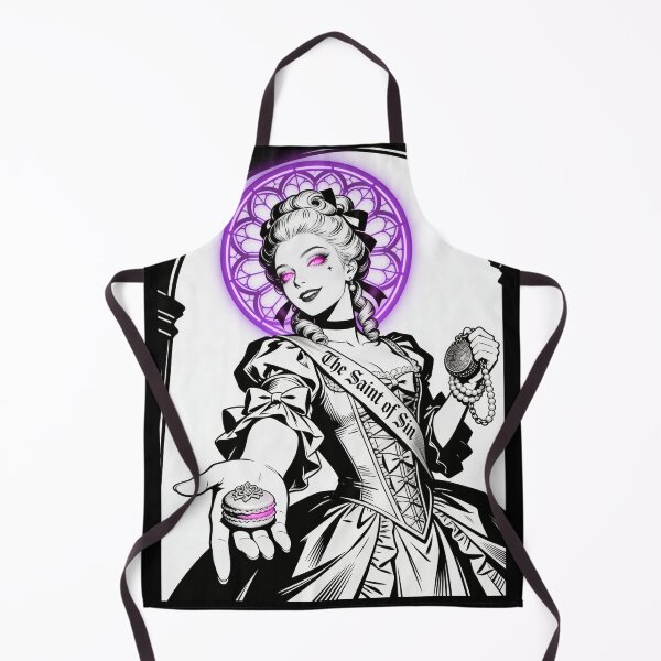 Item preview, gothic saint saint of sin rococo queen greed deception sweet poison neon halo hot pink eyes electric purple halo engraving designed and sold by DarkMedieval.