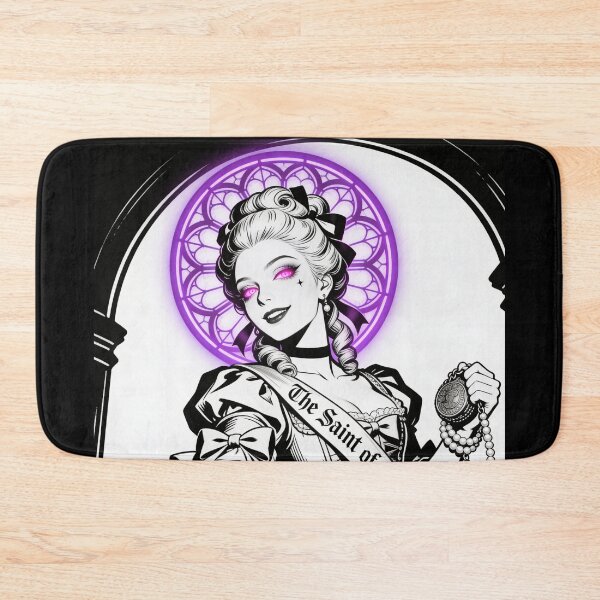 Item preview, gothic saint saint of sin rococo queen greed deception sweet poison neon halo hot pink eyes electric purple halo engraving designed and sold by DarkMedieval.
