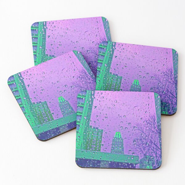 Item preview, Baltimore on a Rainy Day – Neon Cityscape Through Wet Window designed and sold by Artondra Hall.