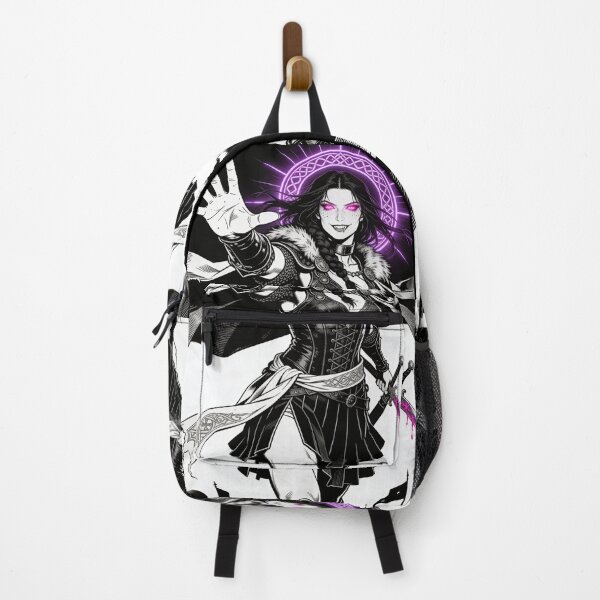 Item preview, warrior saint saint of sin celtic warrior queen boudica inspired gothic battle engraving hot pink eyes electric purple halo bloodlust designed and sold by DarkMedieval.