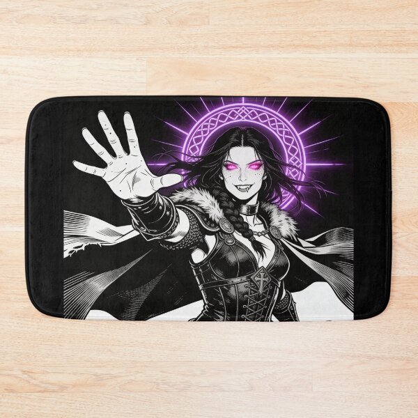 Item preview, warrior saint saint of sin celtic warrior queen boudica inspired gothic battle engraving hot pink eyes electric purple halo bloodlust designed and sold by DarkMedieval.
