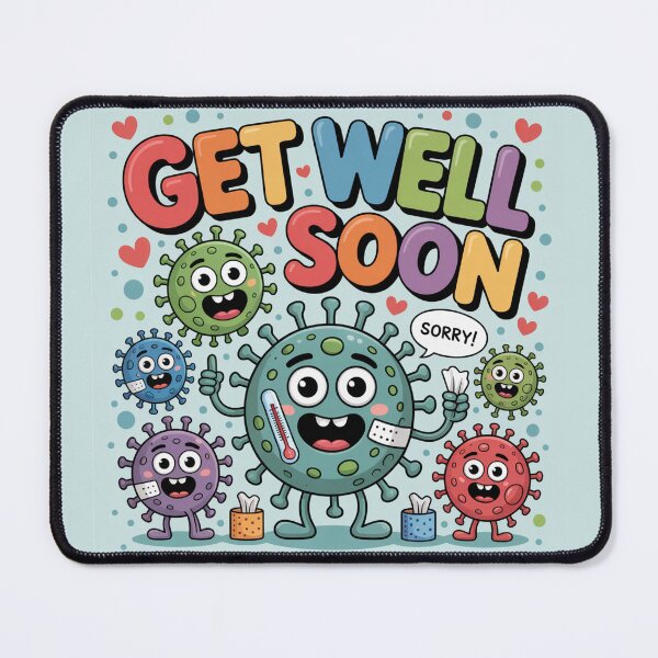 Item preview, Cute Apologetic Viruses Get Well Soon - Funny Cartoon Recovery Cheer designed and sold by Midnight Veil Designs.