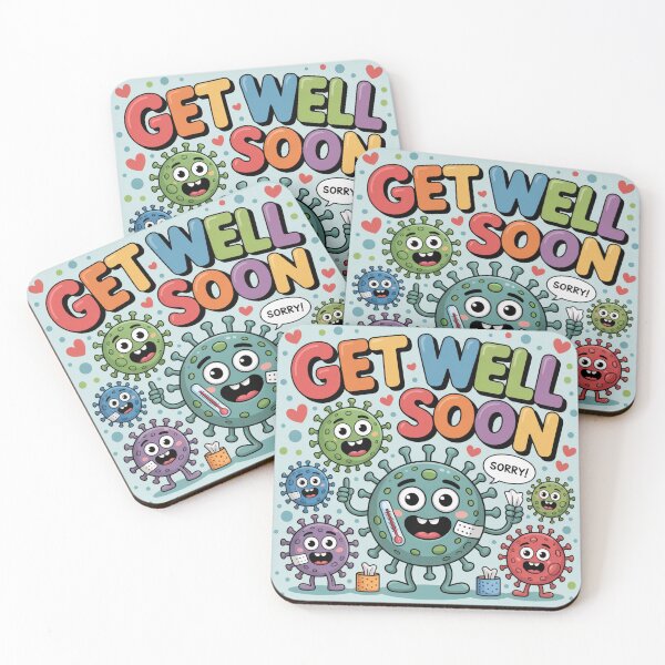 Item preview, Cute Apologetic Viruses Get Well Soon - Funny Cartoon Recovery Cheer designed and sold by Midnight Veil Designs.