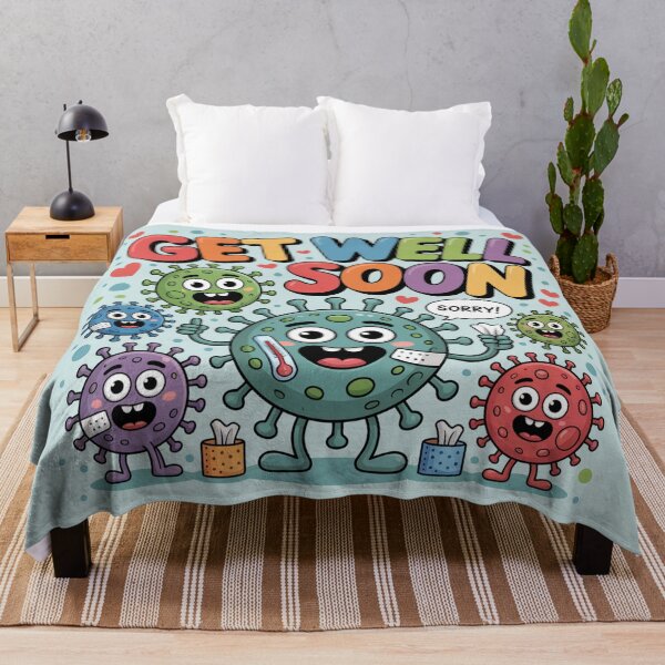 Item preview, Cute Apologetic Viruses Get Well Soon - Funny Cartoon Recovery Cheer designed and sold by Midnight Veil Designs.