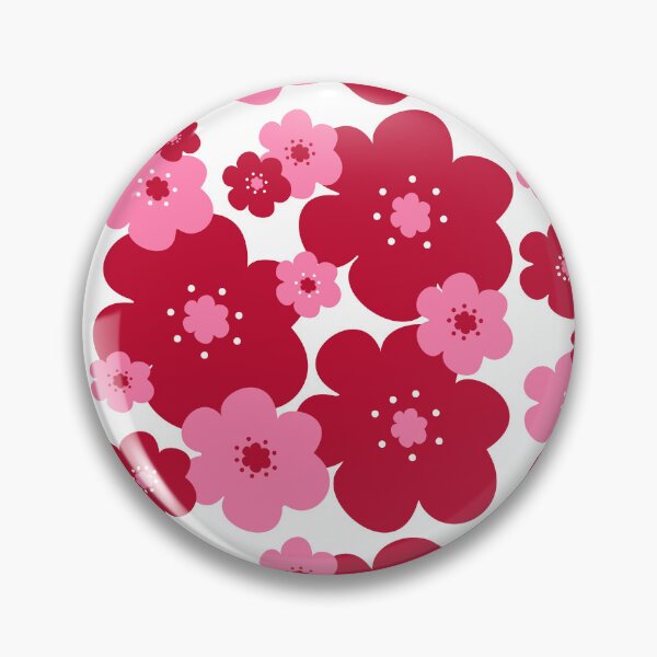 Item preview, 60's 70's Retro Scandinavian Style Flowers in Red and Pink on White designed and sold by MellowCat.