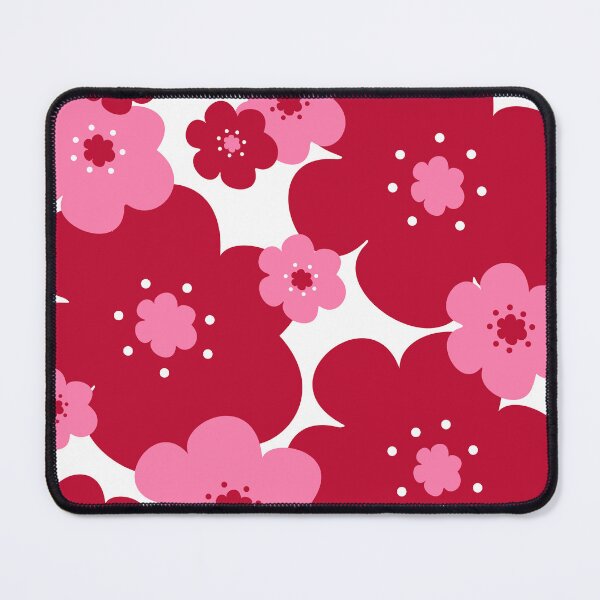 Item preview, 60's 70's Retro Scandinavian Style Flowers in Red and Pink on White designed and sold by MellowCat.