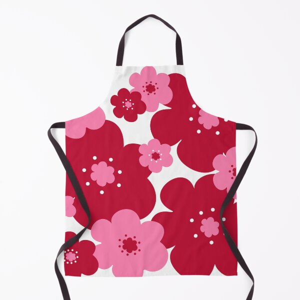 Item preview, 60's 70's Retro Scandinavian Style Flowers in Red and Pink on White designed and sold by MellowCat.