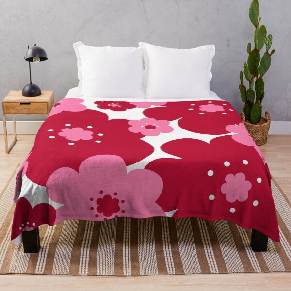 Item preview, 60's 70's Retro Scandinavian Style Flowers in Red and Pink on White designed and sold by MellowCat.