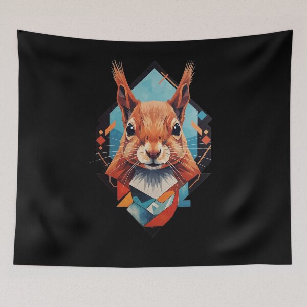 Item preview, Geometric Red Squirrel Art - Scottish Highland Forest Wildlife Design designed and sold by Loom on the Loch.
