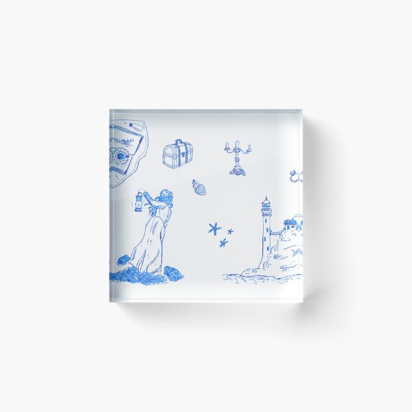 Item preview, Coastal lighthouse themed blue sticker set  designed and sold by rizdrawings.