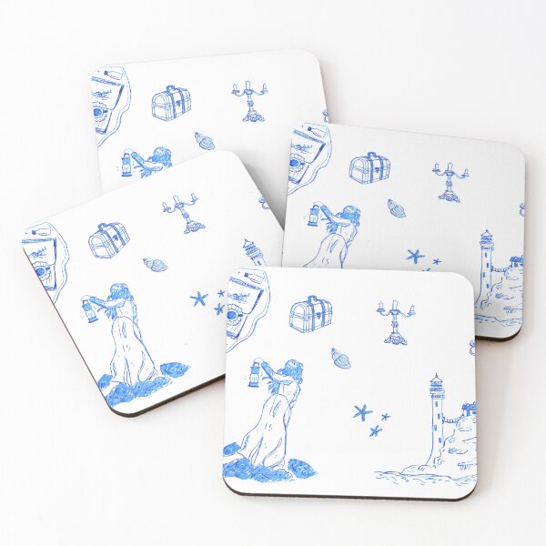 Item preview, Coastal lighthouse themed blue sticker set  designed and sold by rizdrawings.
