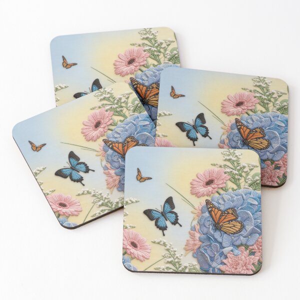 Item preview, Embroideries of Hydrangeas, Gerberas, Chrysanthemums and Butterflies designed and sold by Ciervo Primavera.