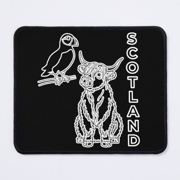 Item preview, Scottish Highland Cow and Puffin Line Art Design designed and sold by Loom on the Loch.