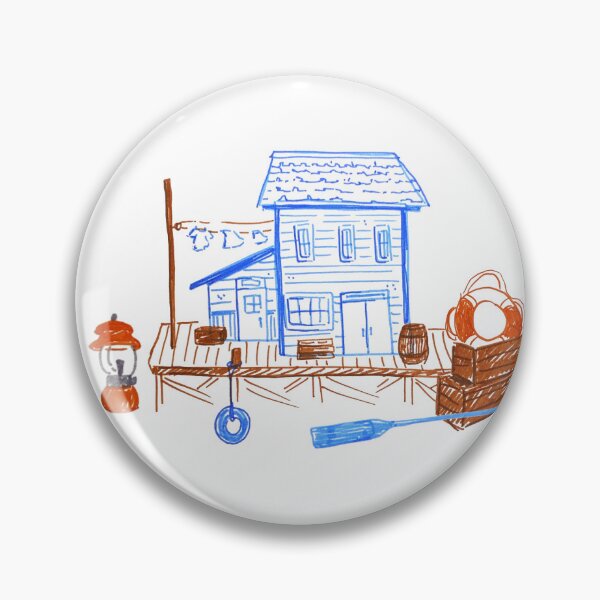 Item preview, Fishermen house with clothes line and buoys  designed and sold by rizdrawings.