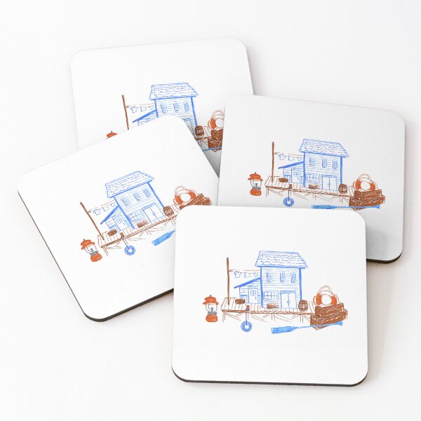 Item preview, Fishermen house with clothes line and buoys  designed and sold by rizdrawings.