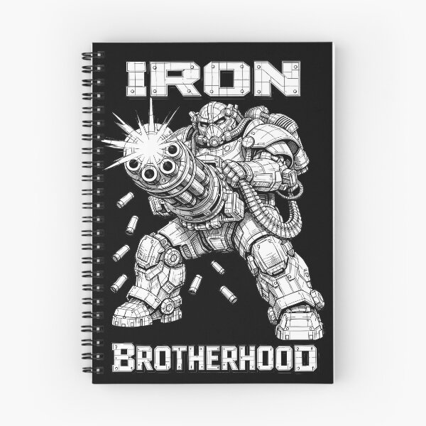 Item preview, Aggressive Retro Futuristic Exoskeleton Gatling Blueprint Shirt – Iron Brotherhood Power Armor Combat designed and sold by WAUZ.