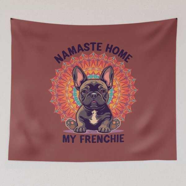Item preview, Namaste Home With My Frenchie – Colorful French Bulldog Mandala Yoga T-Shirt designed and sold by Lamagift.