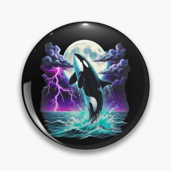Item preview, Vintage Orca Killer Whale Lightning Moon 90s Retro Graphic designed and sold by EvrmoodCo.