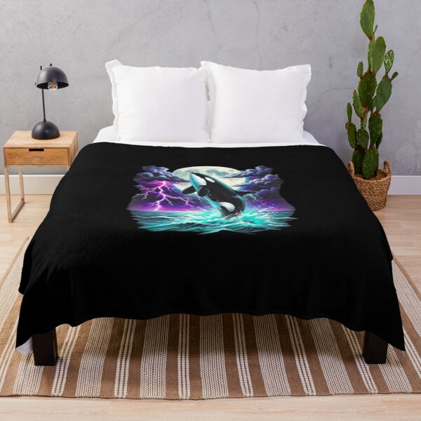Item preview, Vintage Orca Killer Whale Lightning Moon 90s Retro Graphic designed and sold by EvrmoodCo.