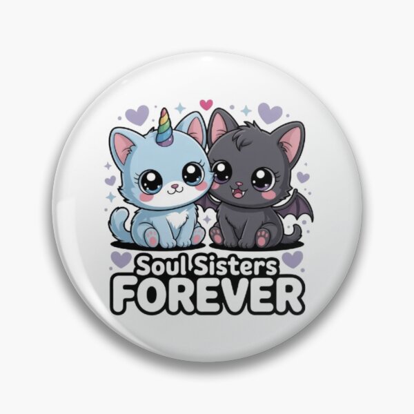 Item preview, Soul Sisters Forever Cat T-Shirt – Cute Kawaii Unicorn & Bat Kitty Best Friend Gift for Sisters designed and sold by GemBob Creations.
