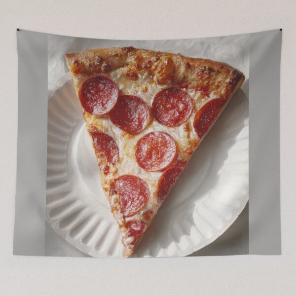 Item preview, Classic Pepperoni Pizza Slice on White Paper Plate designed and sold by Shannon Hilson.
