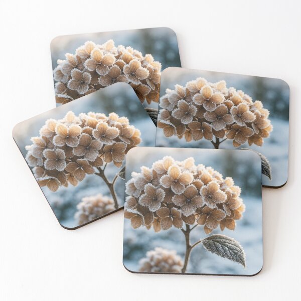 Item preview, Brown Hydrangea Covered with Winter Frost Close-Up designed and sold by EmeraldeaArt.