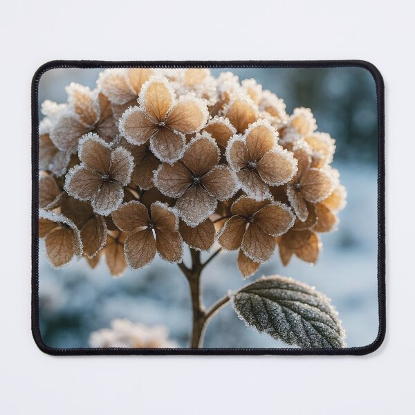 Item preview, Brown Hydrangea Covered with Winter Frost Close-Up designed and sold by EmeraldeaArt.
