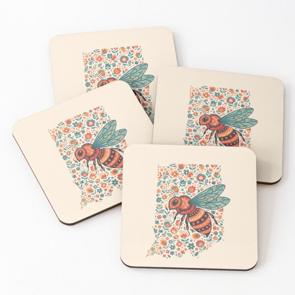 Item preview, Indiana Honeybee State Sticker – Scandinavian Folk Art by heidiannemorris © designed and sold by FOLK ART FUSION by heidiannemorris.